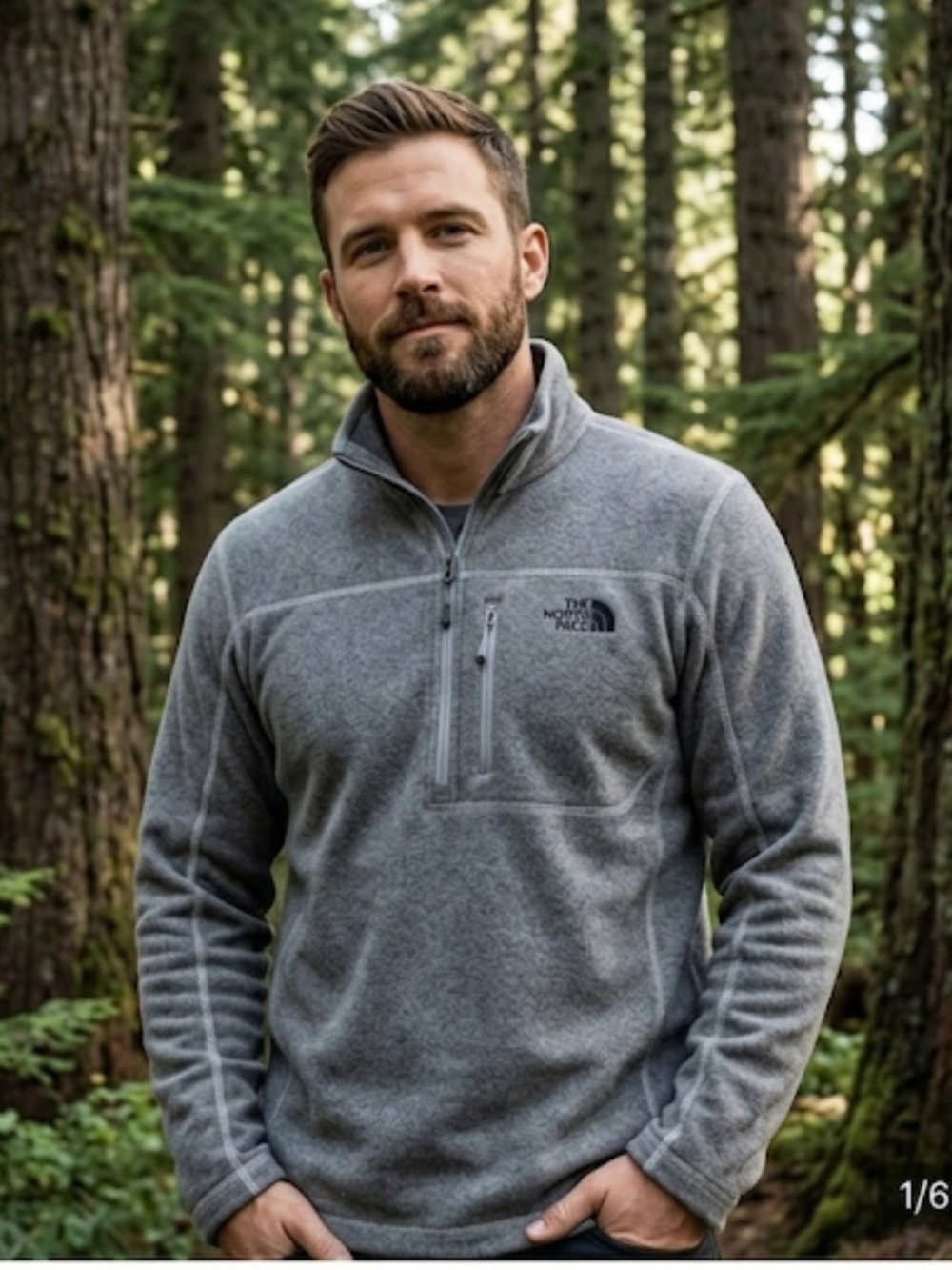 The North Face Grey Half-Zip Fleece Pullover
